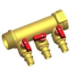Brass manifold with ball valves