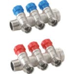 Brass manifold with stop valves